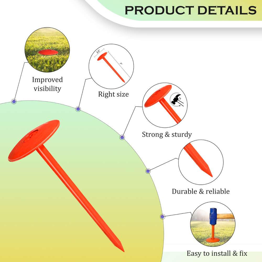 FEBTECH-Septic Tank Marker-3.5" x 7"-Pack of 4 Pcs + 1 Pc Hammer