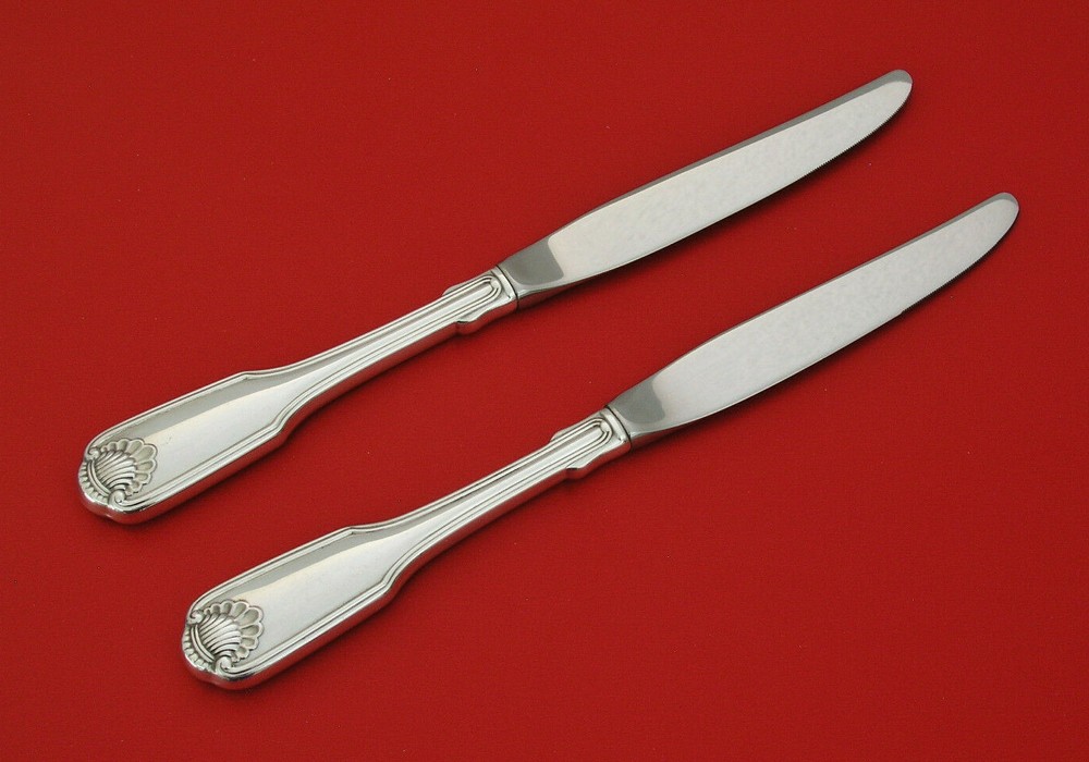 (2) ONEIDA CUBE - SILVER SHELL 1978 - GLOSSY SILVERPLATE - 9 1/2" DINNER KNIVES