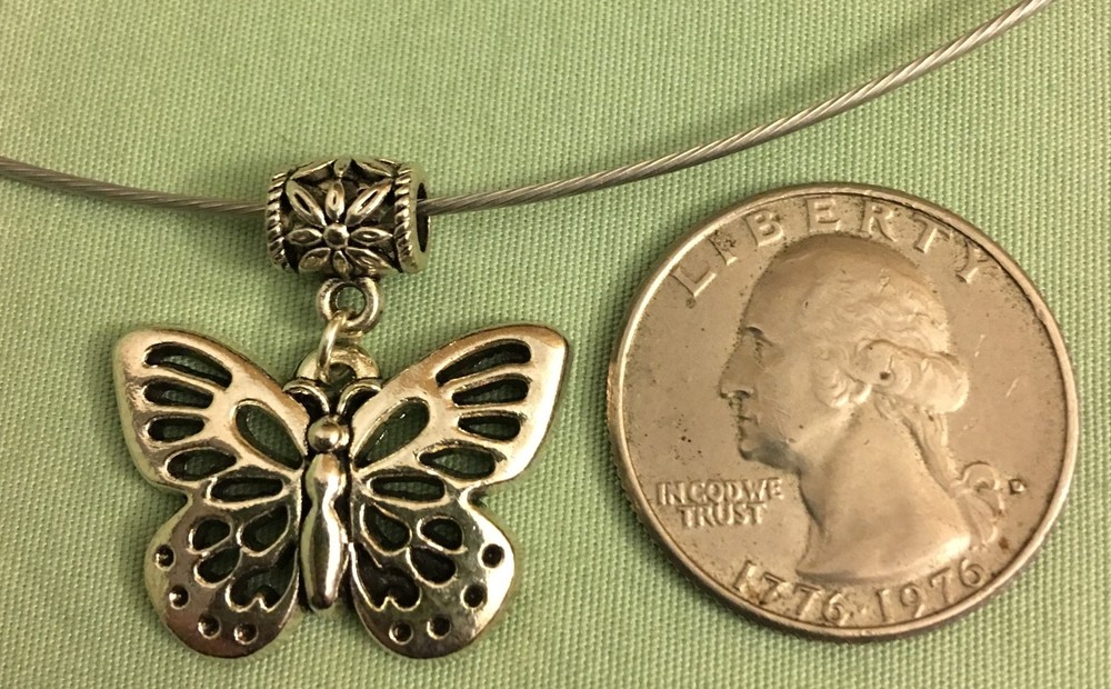 BUTTERFLY NECKLACE - Pewter on 18” Cable - MOTH MONARCH
