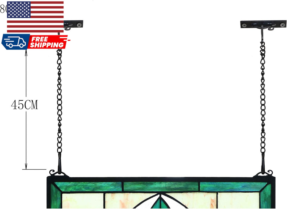 Extra Large Horizontal Transom Window Stained Glass Window Panels Hanging 26"
