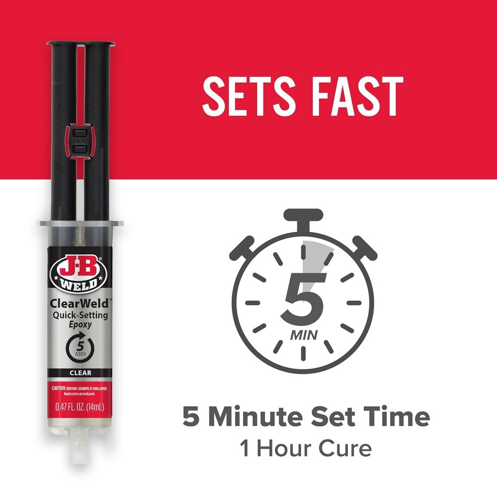 Clear 5 Minute Epoxy, 14ml, Static Mixer, 2 Pack, ClearWeld 14ml,
