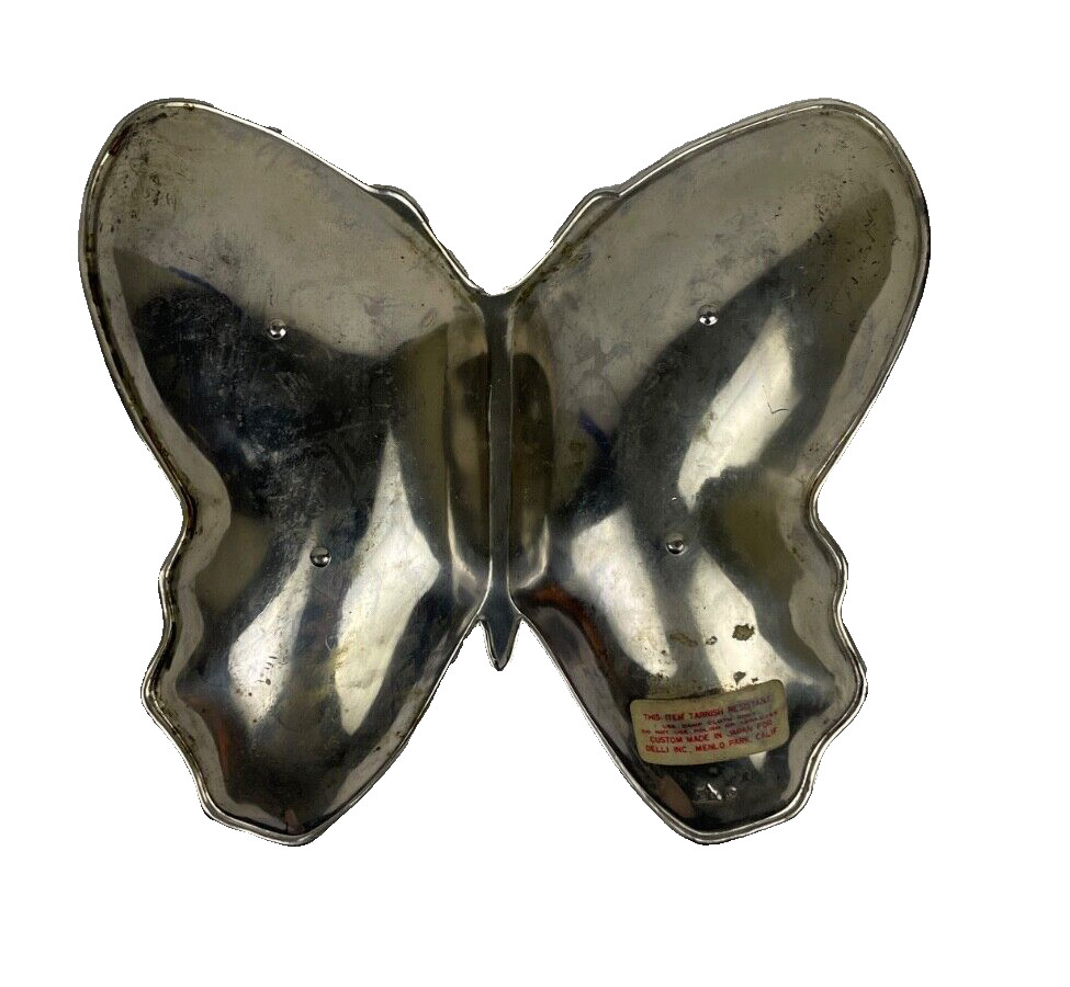 Large Vintage Butterfly Shaped Silver-Plated Dish, Decorative Wing Design, Delli
