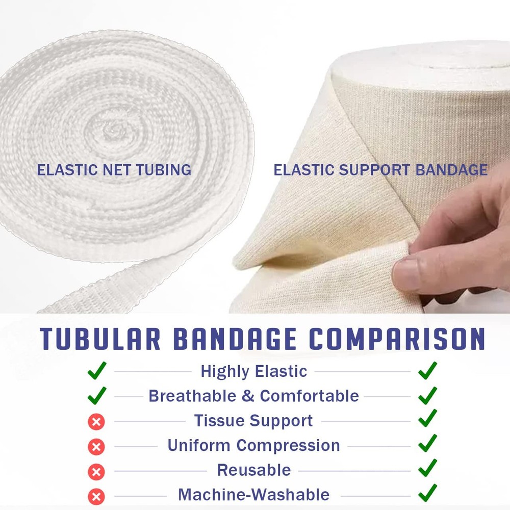 Compression Bandage Roll - Elasticated Tubular Support - Size E - 3.5" x 11 yd
