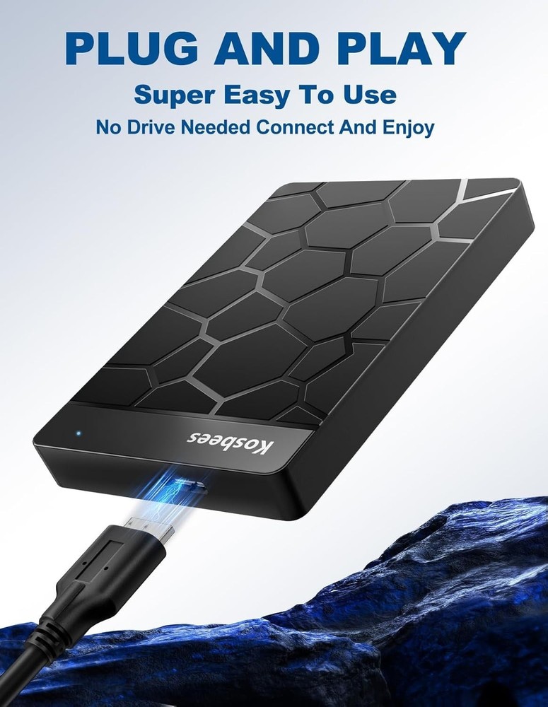 Compact 500GB External Hard Drive for Multimedia Storage
