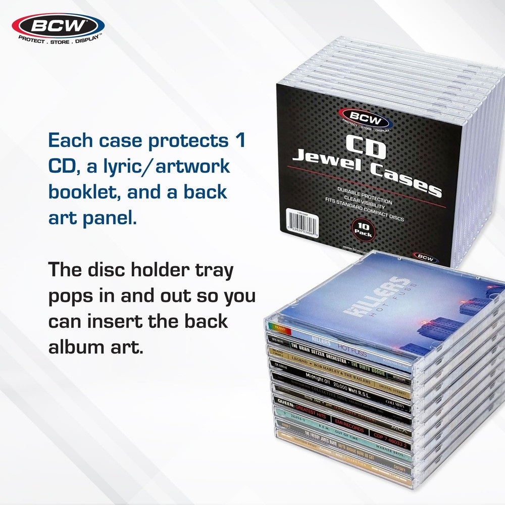 CD Jewel Case 10 Pack | Single Case Protects CDs | Classic Design | Compact S...