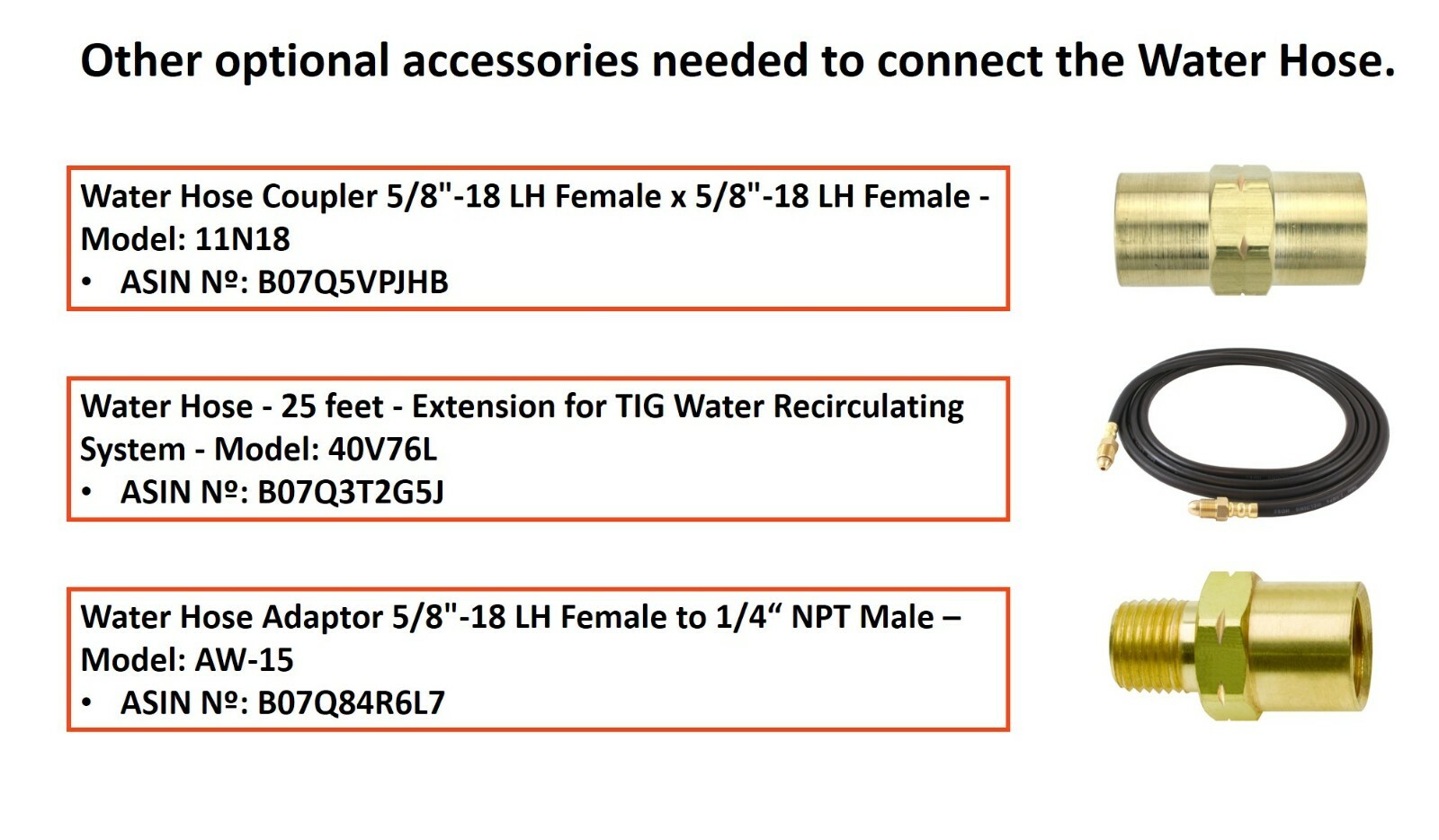 20 Series - 250 Amp - Water Cooled TIG Torch - Stud Connector/Adaptor