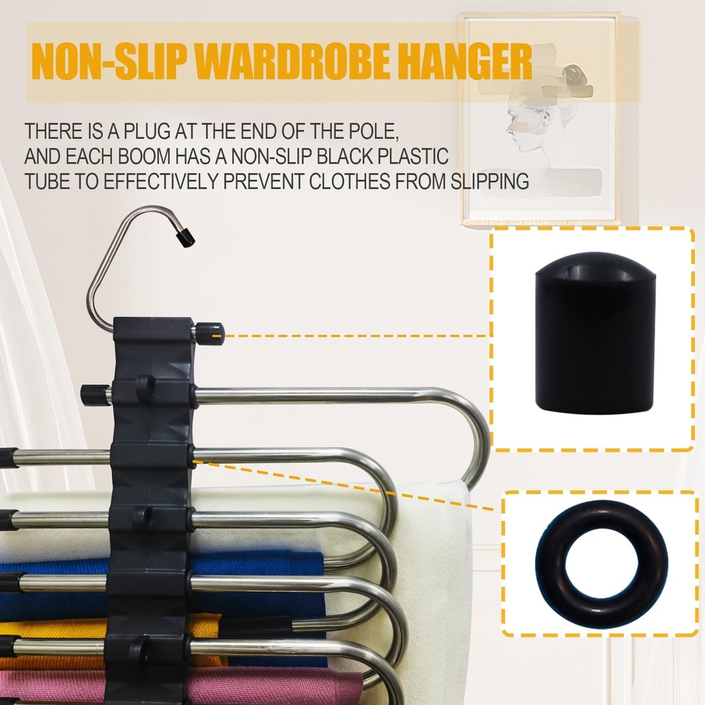 2Pack 9 Layers Foldable Pants Hangers Space Saving Trouser Hanger Multifuncti...
