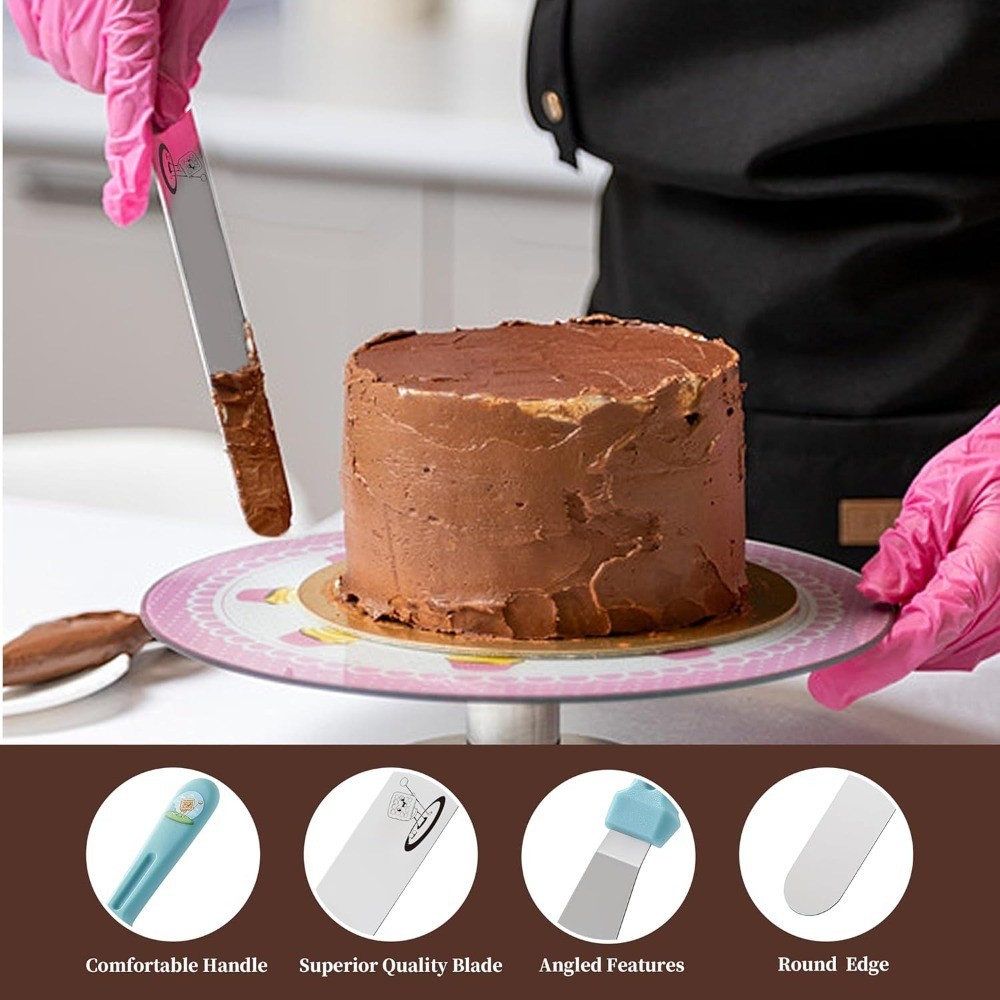 3 Piece Offset Spatula Set Stainless Steel Icing Cake Decorating Tool Baking