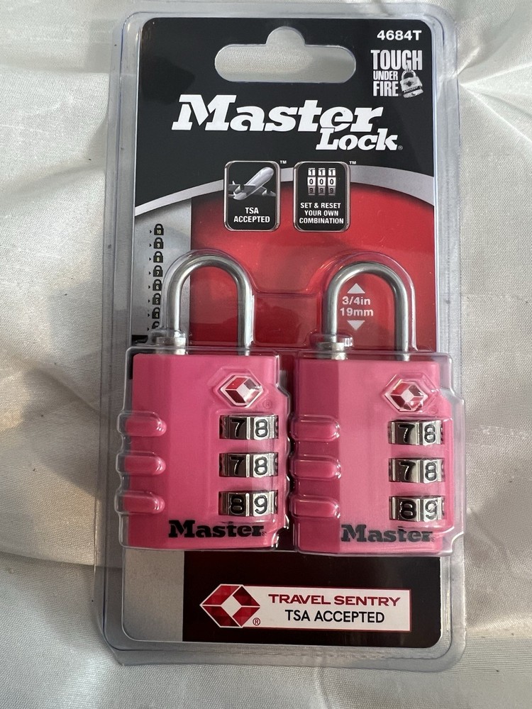 Locks, Master Lock 4684T TSA Approved Keyed Lock 2 Pack, Pink