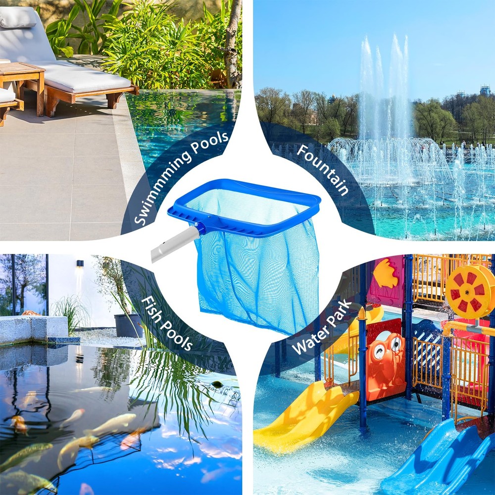 Pool Skimmer - Pool Net with Pole, 4 Section, 26.4"-66.5" Thick Adjustable Te...