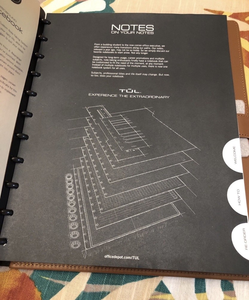 TUL Custom Note-Taking System Discbound Leather Notebook, Letter Size, Brown