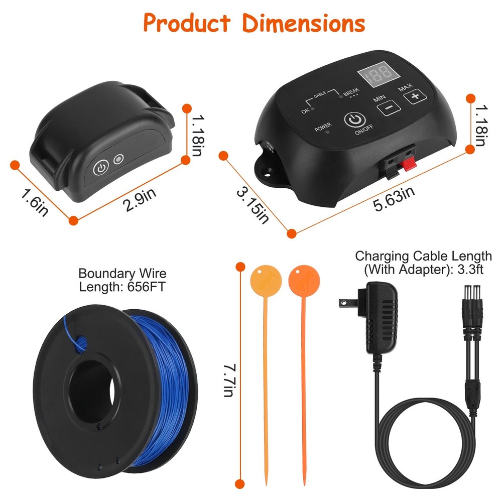 Wireless Dog Fence System w/ 2 Effective Training Modes -Adjustable Fence