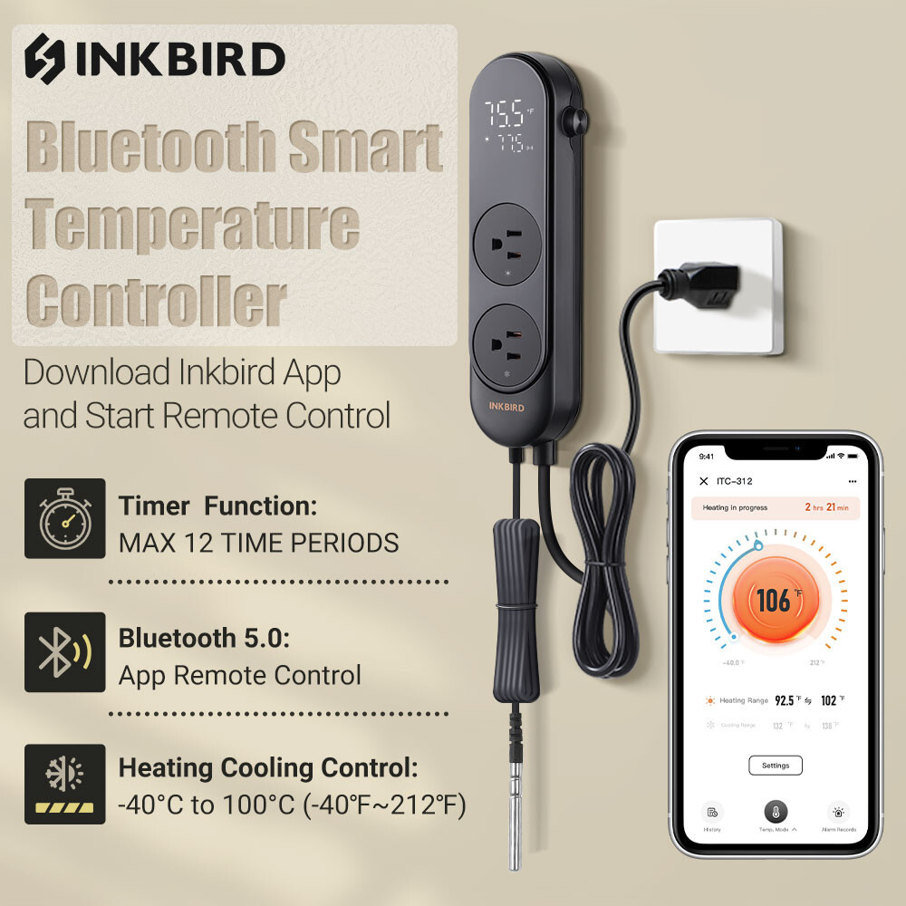 Bluetooth Thermostat Temperature Controller Heating Cooling Incubator Greenhouse