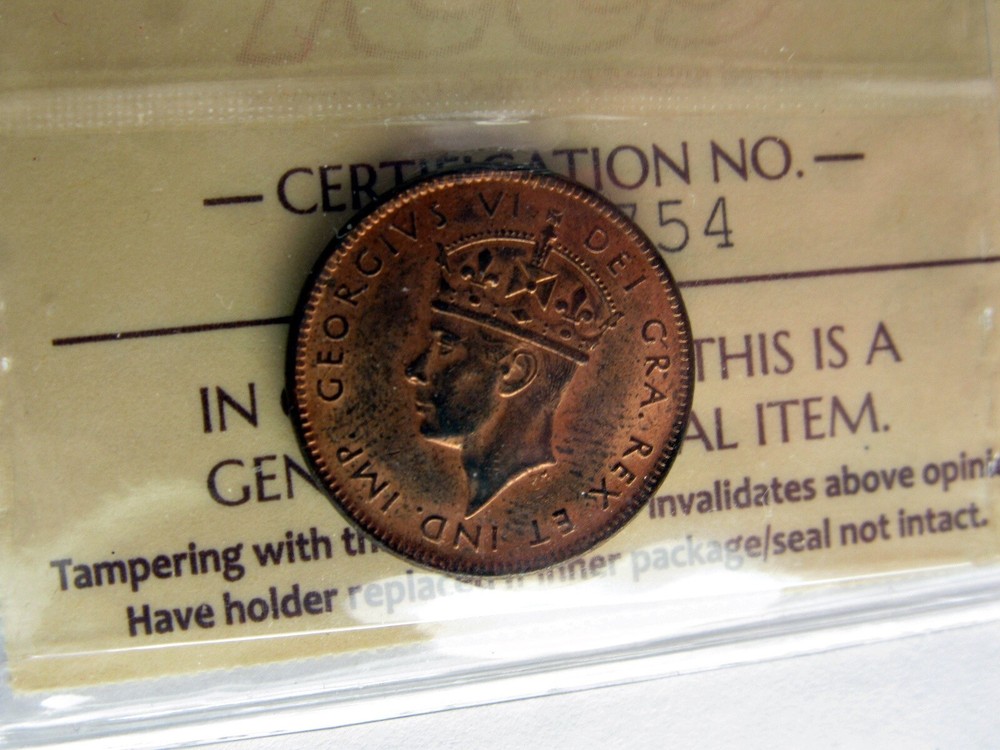 1941 Newfoundland One Cent - ICCS - MS-63 Red
