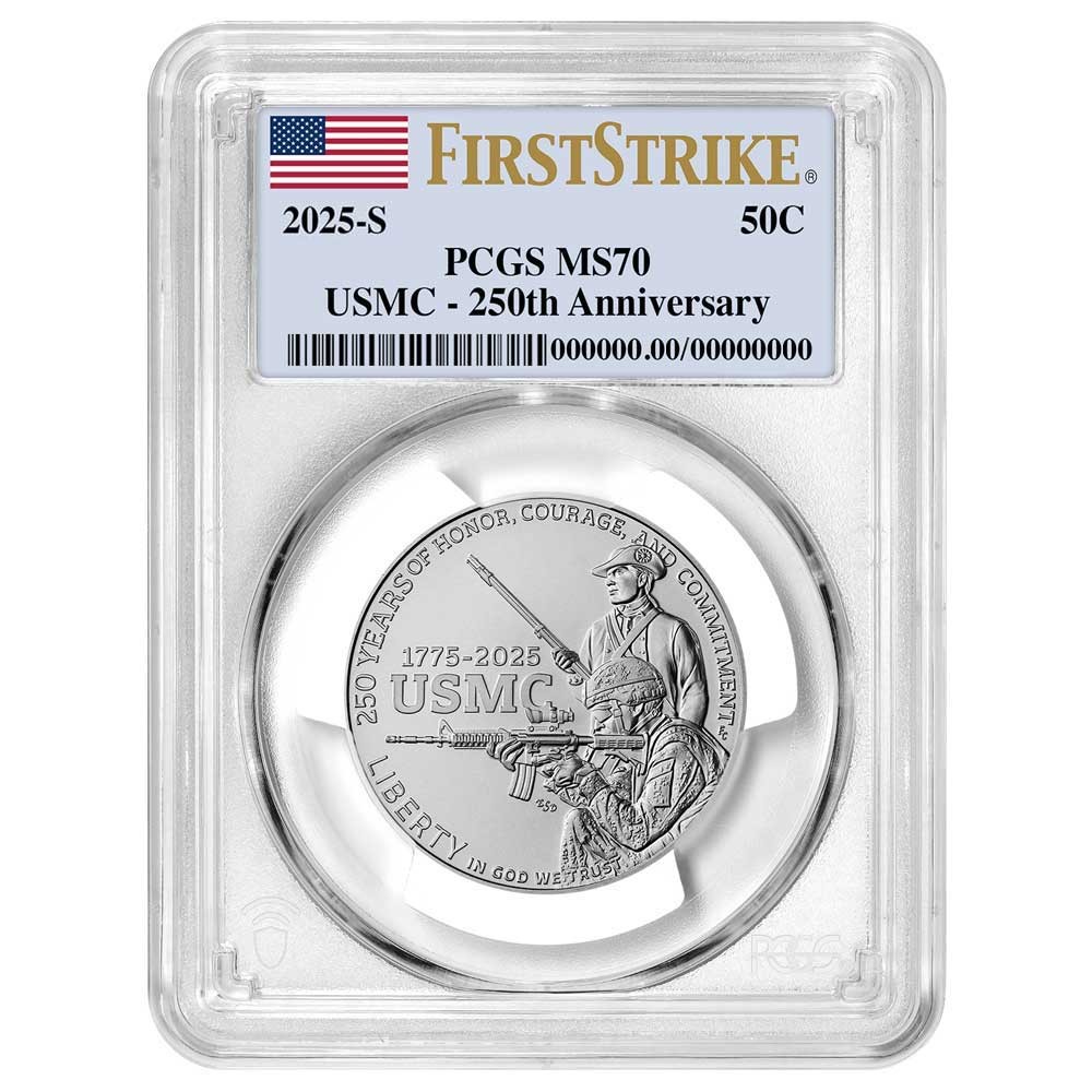 2025-S UNC Clad 50c U.S. Marine Corps 250th Anniversary Commemorative PCGS MS...