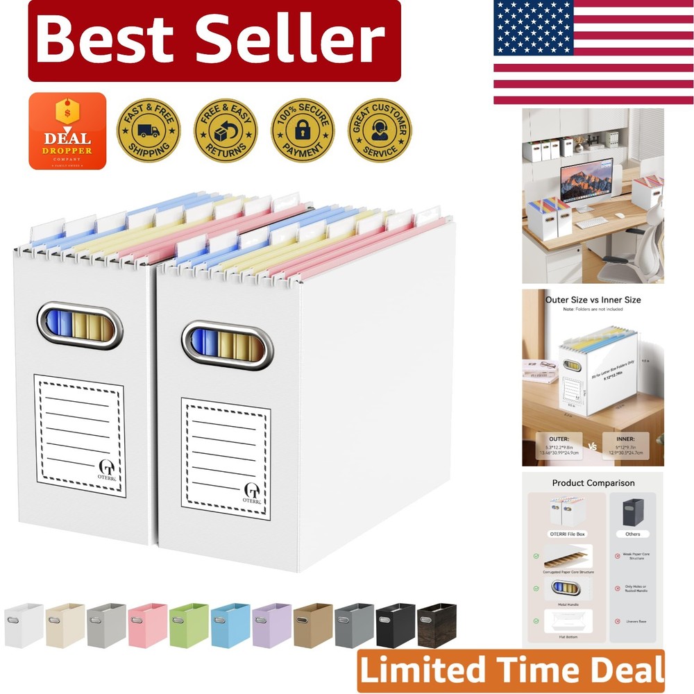 Versatile 2-Pack File Organizer Boxes for Letter Size Folders - Modern Design