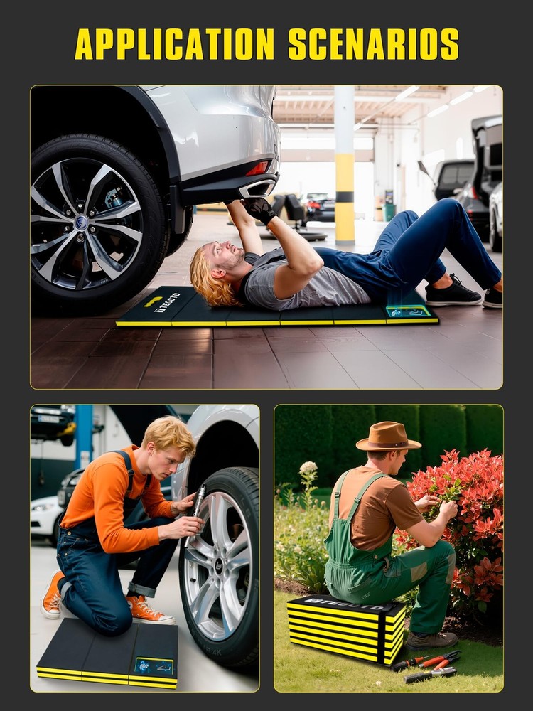 1.2" Extra Thick Foldable Kneeling Mat with Magnetlc Tool Compartment, 5 Fold...