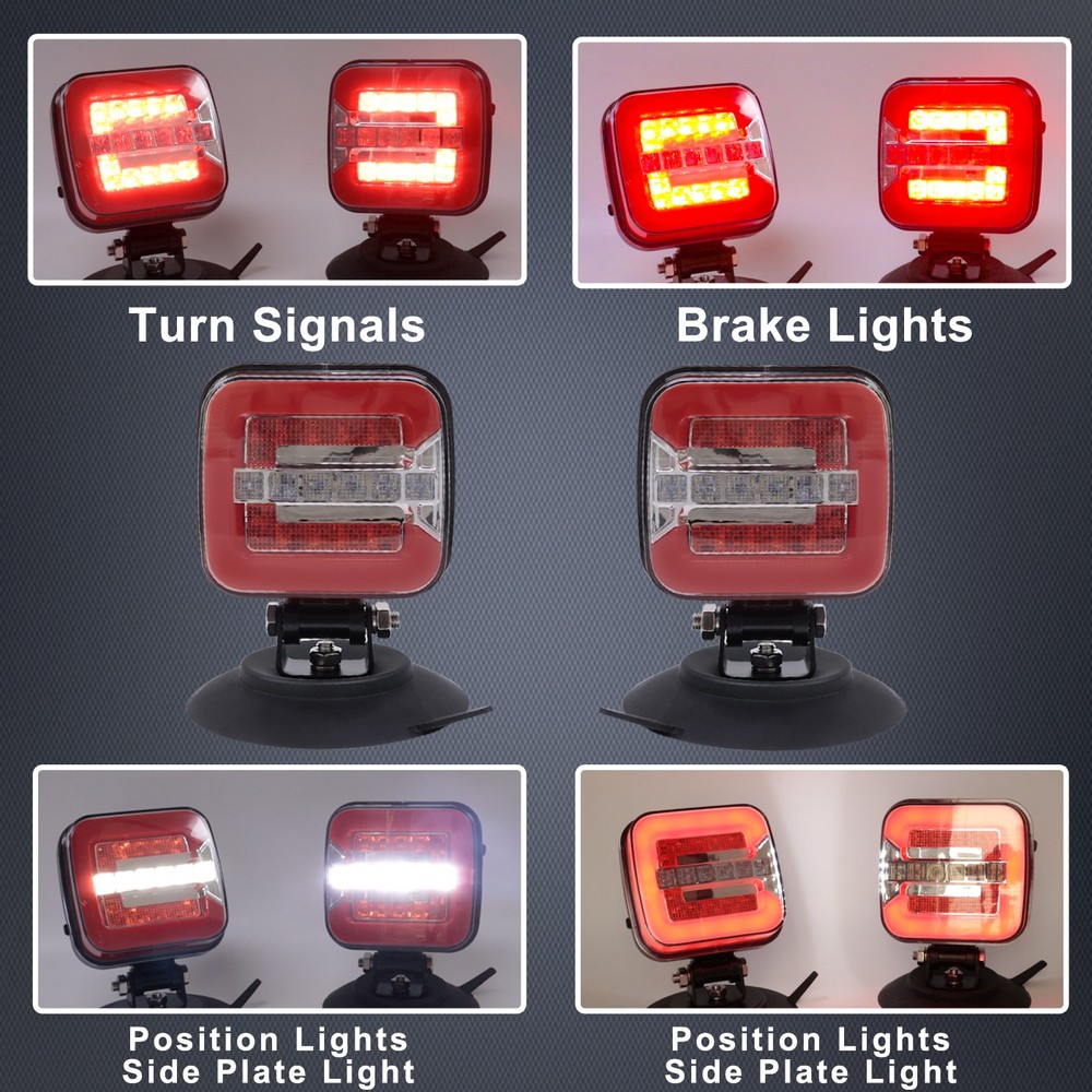 Magnetic Wireless Trailer Light Kit 2.4GHz IP67 Waterproof 9 Hours Runtime