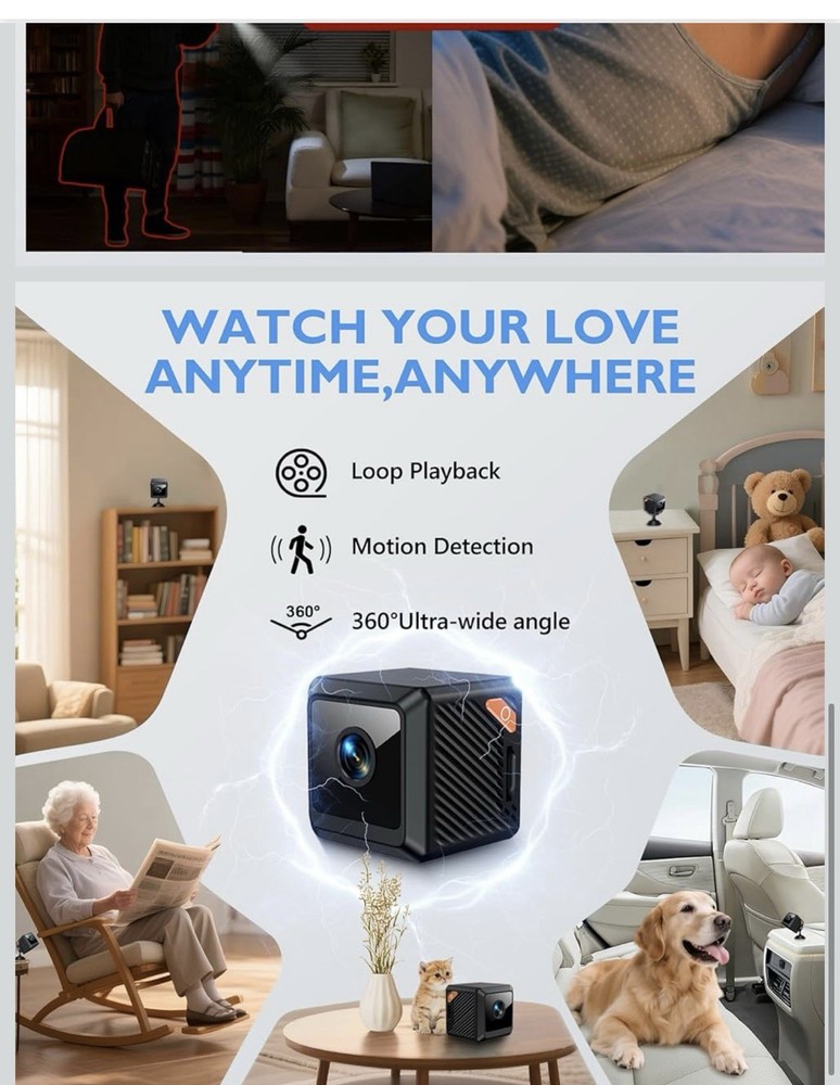 New Security Camera,Motion Detection/Smart Alerts, Black And Small Camera