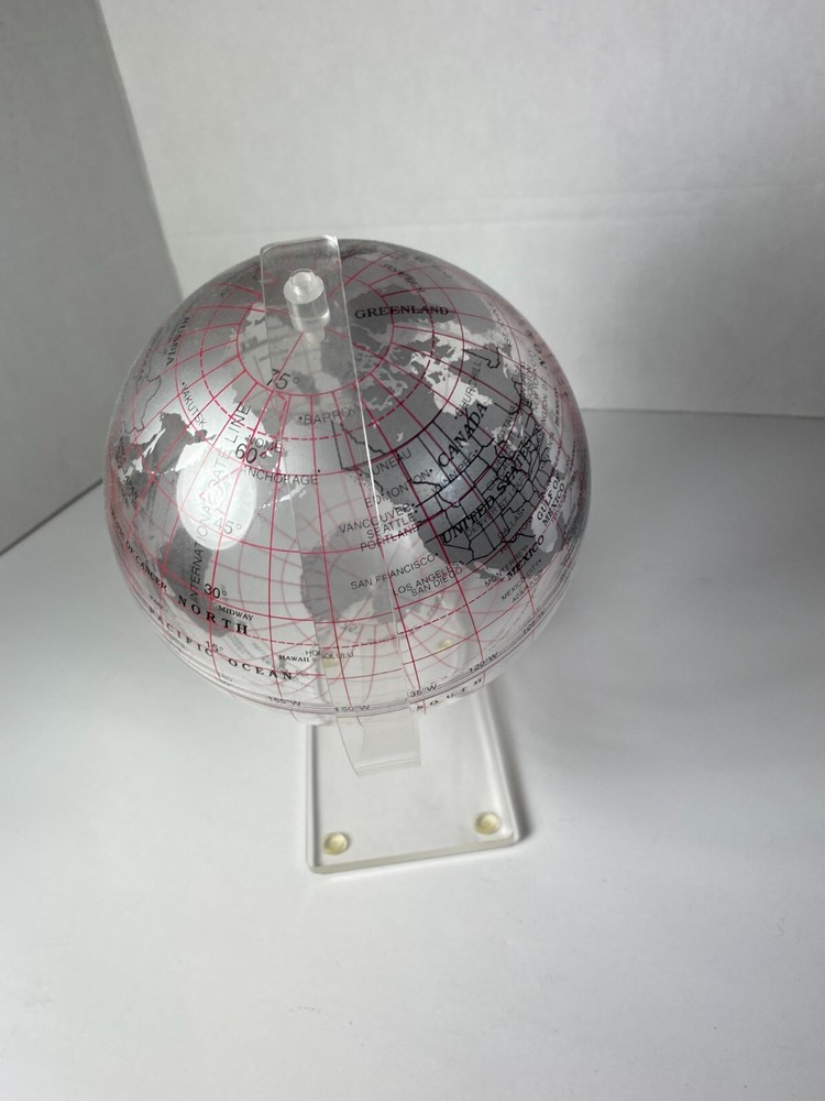 2002 Spherical Concepts 8" Clear World Globe Acrylic Stand Desk Globe