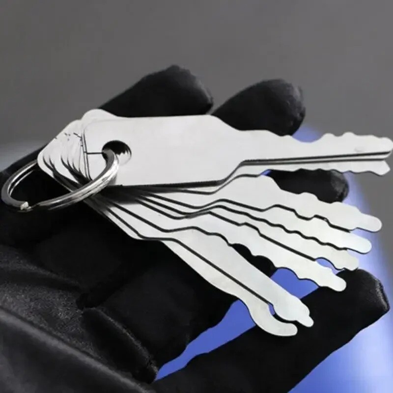 10Pcs Stainless Steel Master Key Skeleton Lock Shape Emergency Tool Replacement