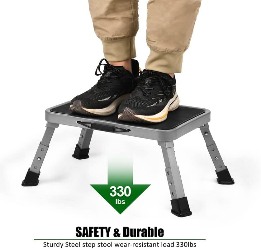 Jocauto Foldable Step Stool Adjustable Step Stool with a Non-Slip Platform