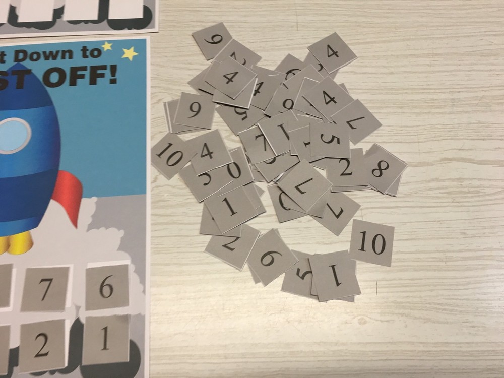 Count Down to Blast-off Game - Learning Center- Math Mats MATS - Laminated Mats