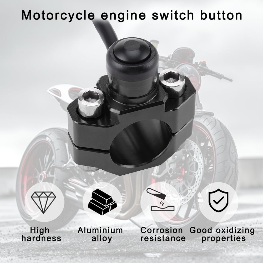 Bittwee CNC Universal Motorcycle Engine Stop Start Kill Switch Button, Black
