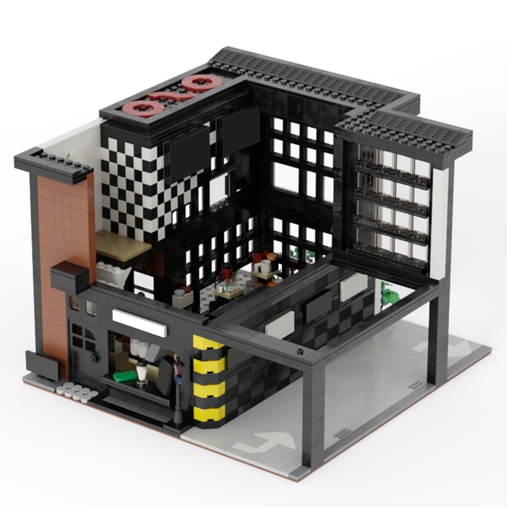 Compatible Modern Cafe Modular Building with Interior Building Toys 2803