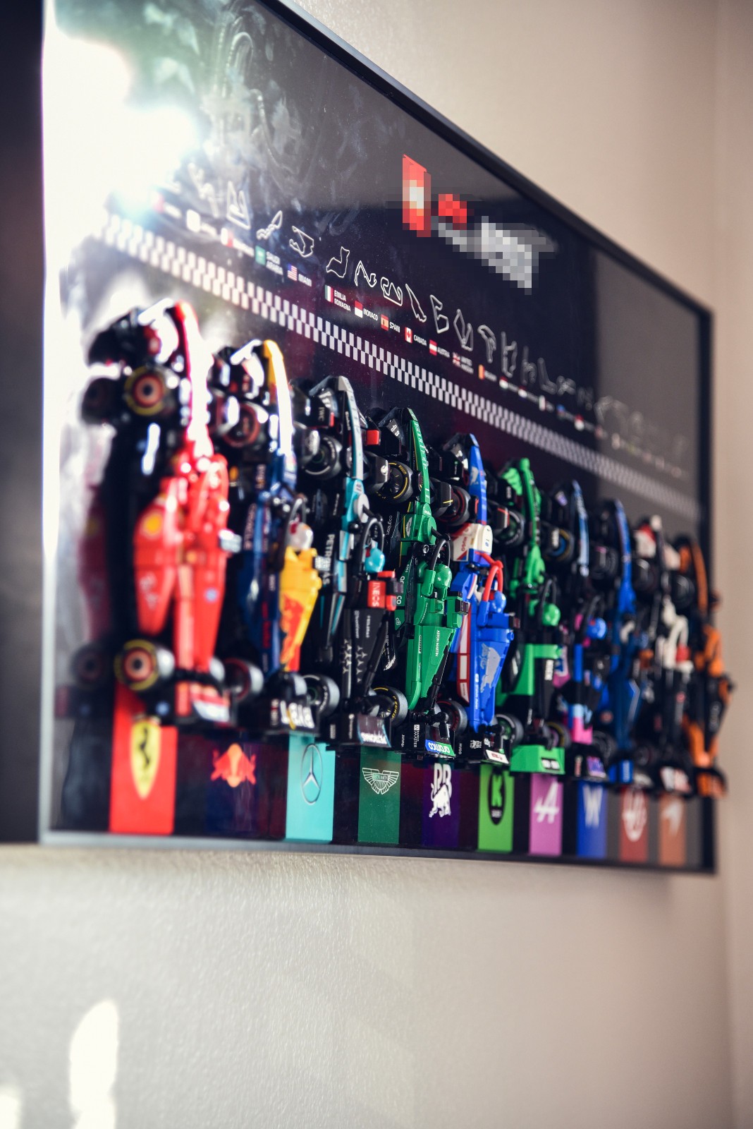 43" Aluminum Display wall mount for Entire LEGO Speed Champions F1 Collection