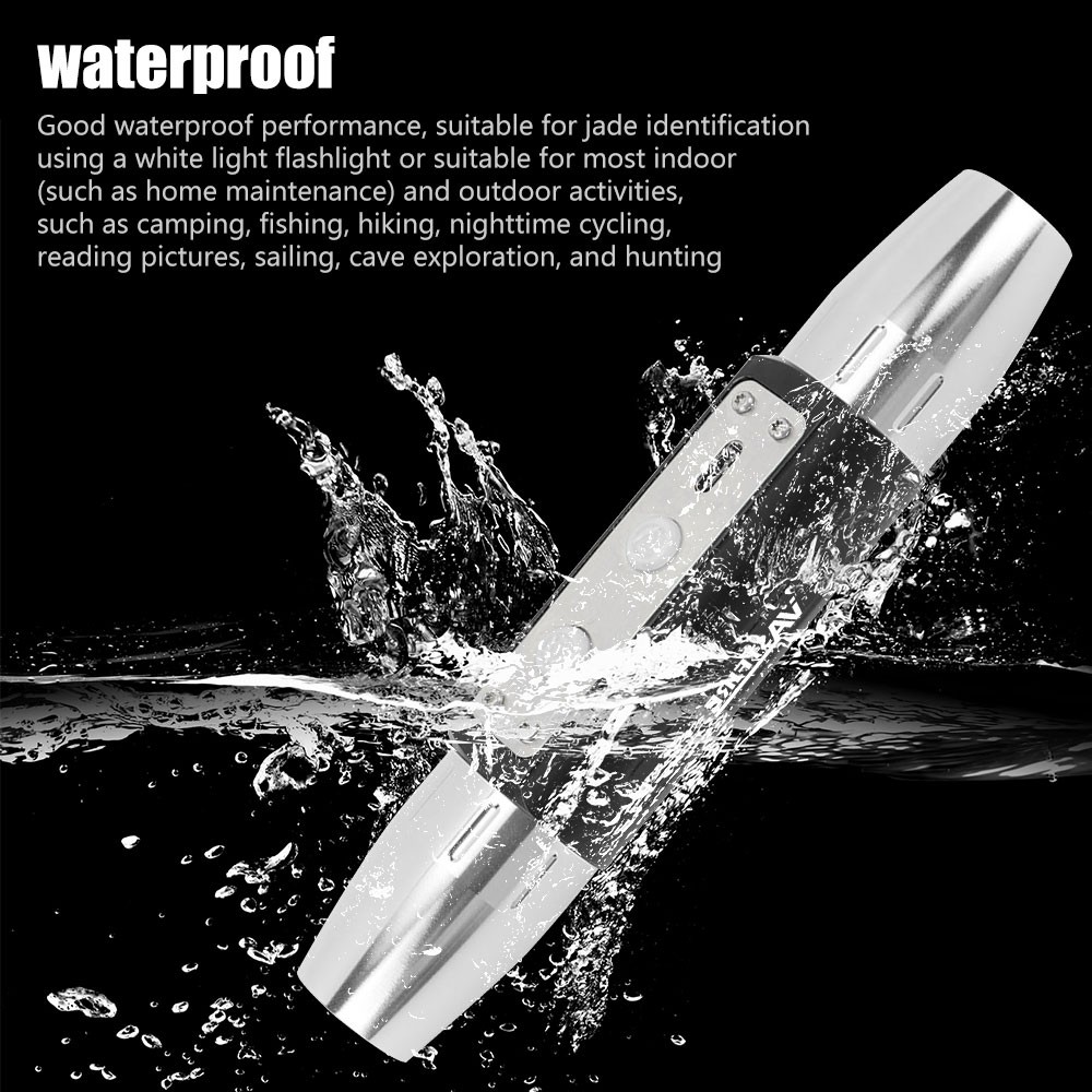 White/Yellow/BLUE/UV Light Work LED USB Flashlight Torch Gemologist Tool