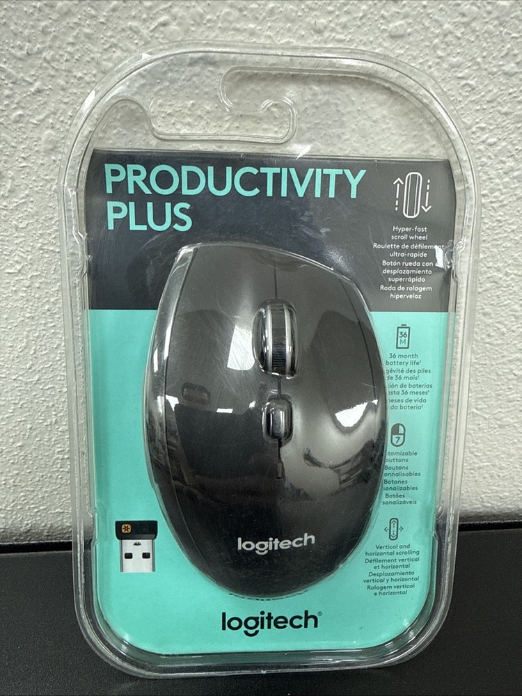 Logitech Productivity Plus Wireless Mouse with 7 Buttons - Black (910-005746)