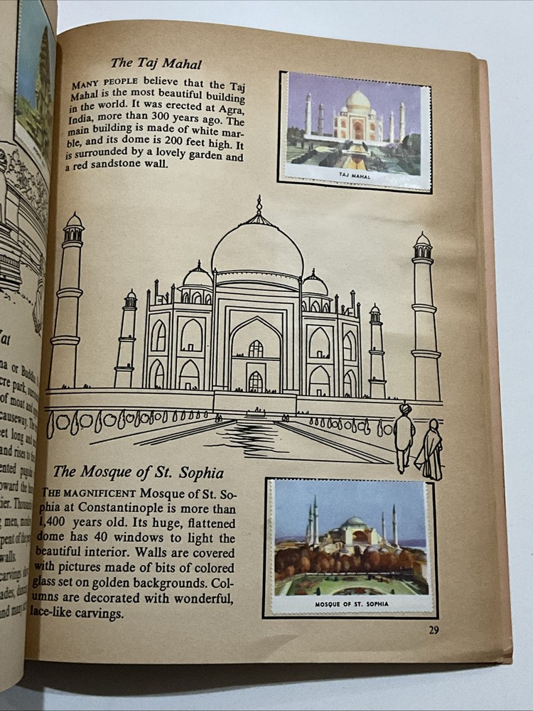 1953 The Golden Play Book of Wonders of The World Stamps Vintage With Stamps