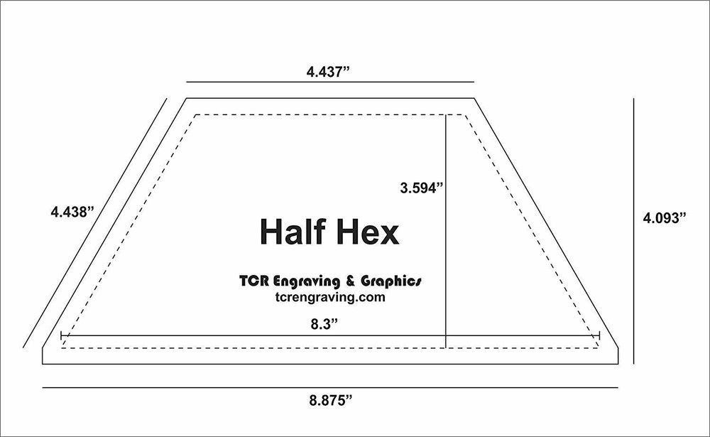 Half Hexagon 8.3" Template- 1/8 Inch Thick