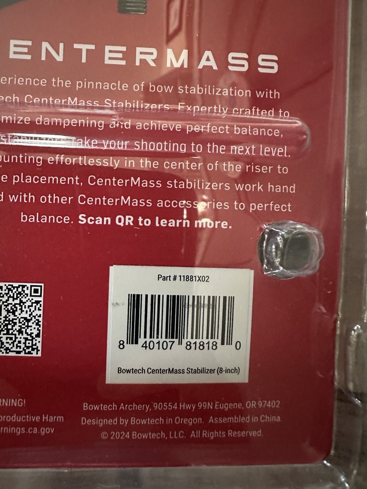 Bowtech CenterMass 8” Stabilizer