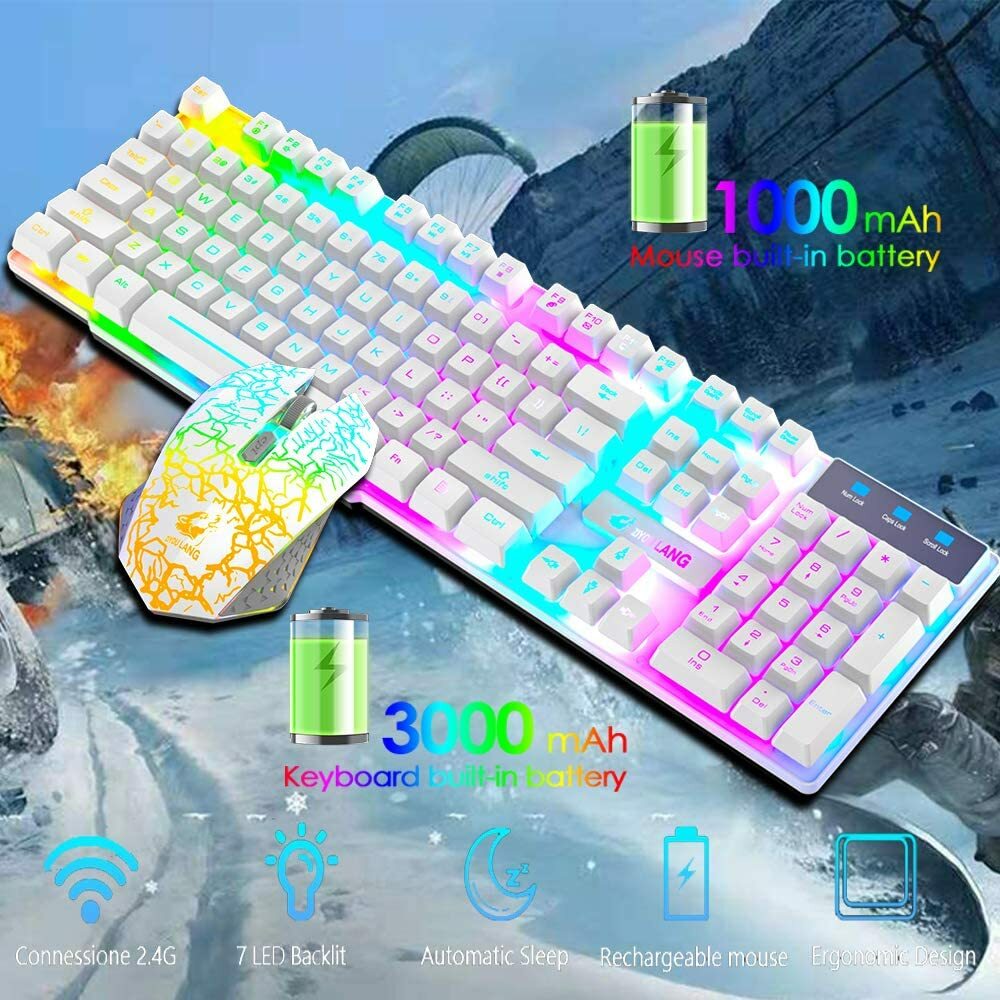 Rainbow LED Backlit Wireless Gaming Keyboard and Mouse Sets For PC PS4 Xbox one