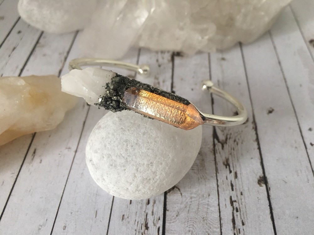 Chakra Cuff, Sacrel Chakra bangle, Raw stone, Reiki Healing