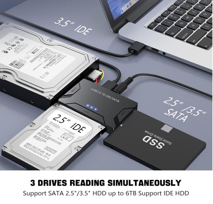 Hard Drive Reader USB 3.0 SATA IDE Adapter Universal External Data Recovery Kit