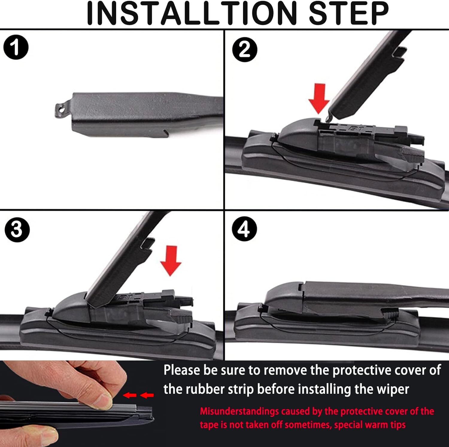 Front Windshield Wiper Blade for Tesla Model X 28" + 18" with Integrated Washing