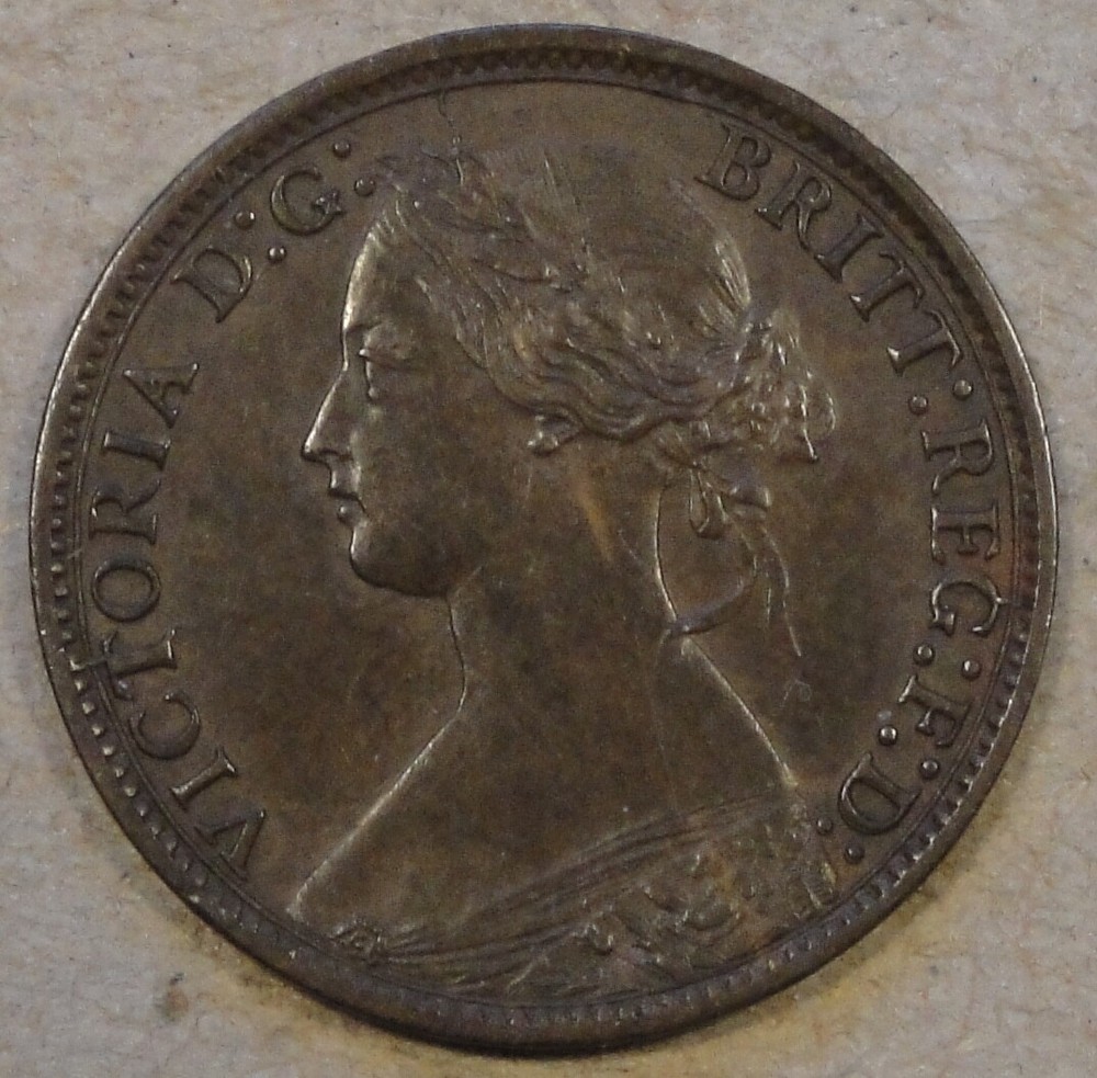 Great Britain 1866 Farthing AU