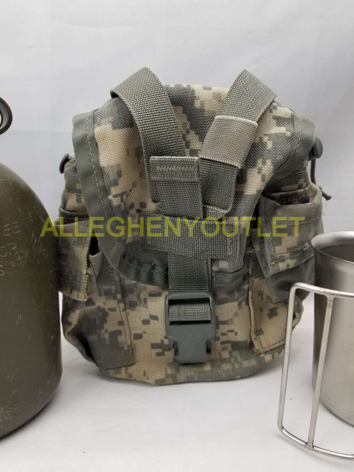 US Military Canteen Cup With Canteen With ACU MOLLE Pouch VGC