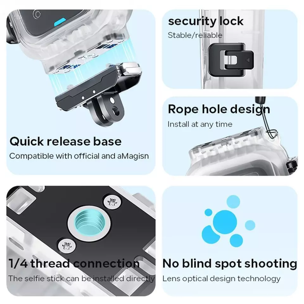 50M Quick Release Invisible Diving Case for Insta360 X4 Waterproof