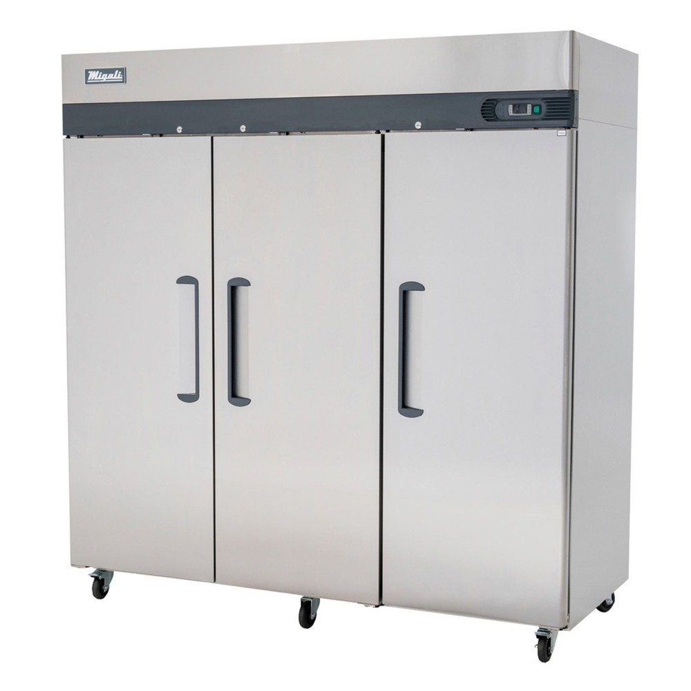 Migali C-3R-HC 77" Three Section Reach-In Refrigerator w/ 3 Solid Doors, Top ...