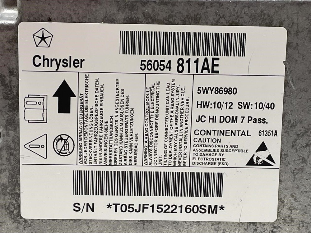 2012 DODGE JOURNEY BAG CONTROL MODULE OEM+