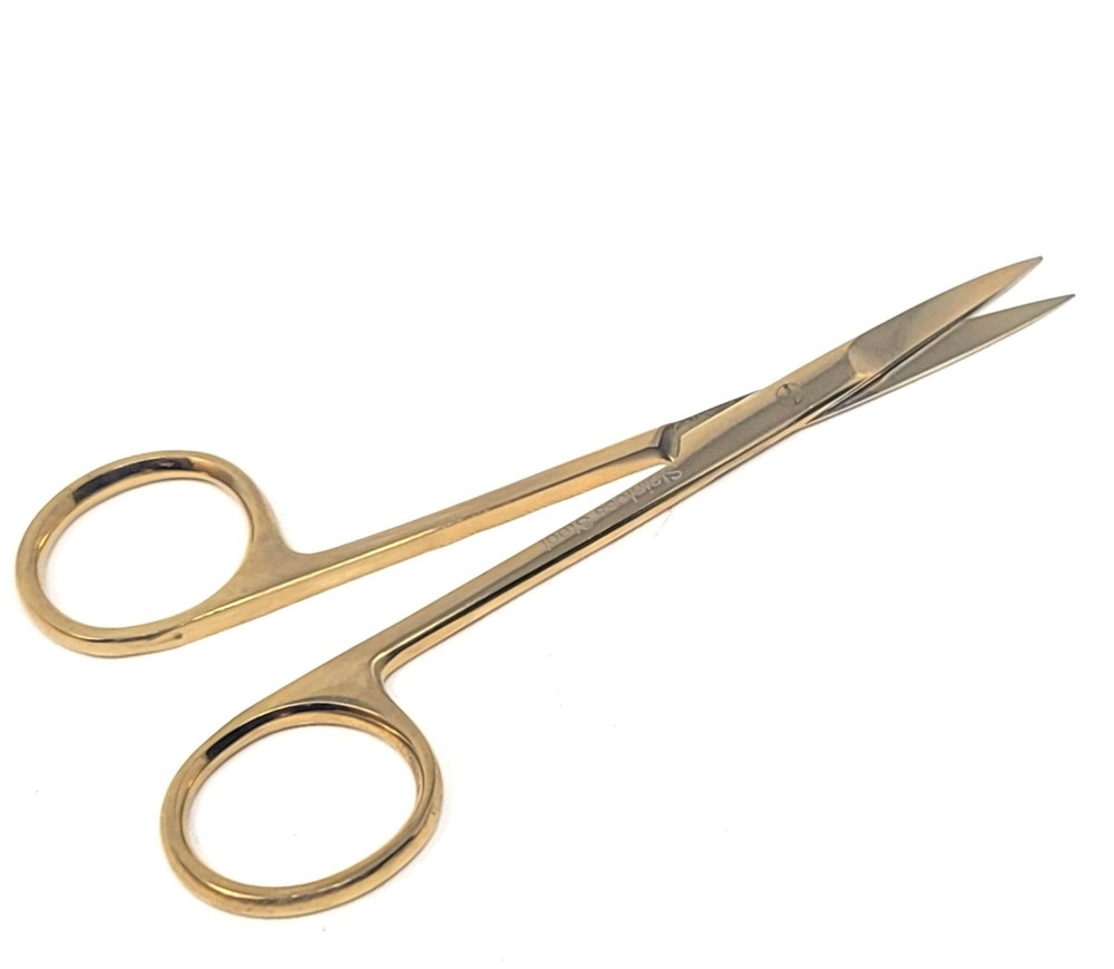 4.5" Micro IRIS Scissors Straight Pointed Tips Dental Veterinary Gold Shears