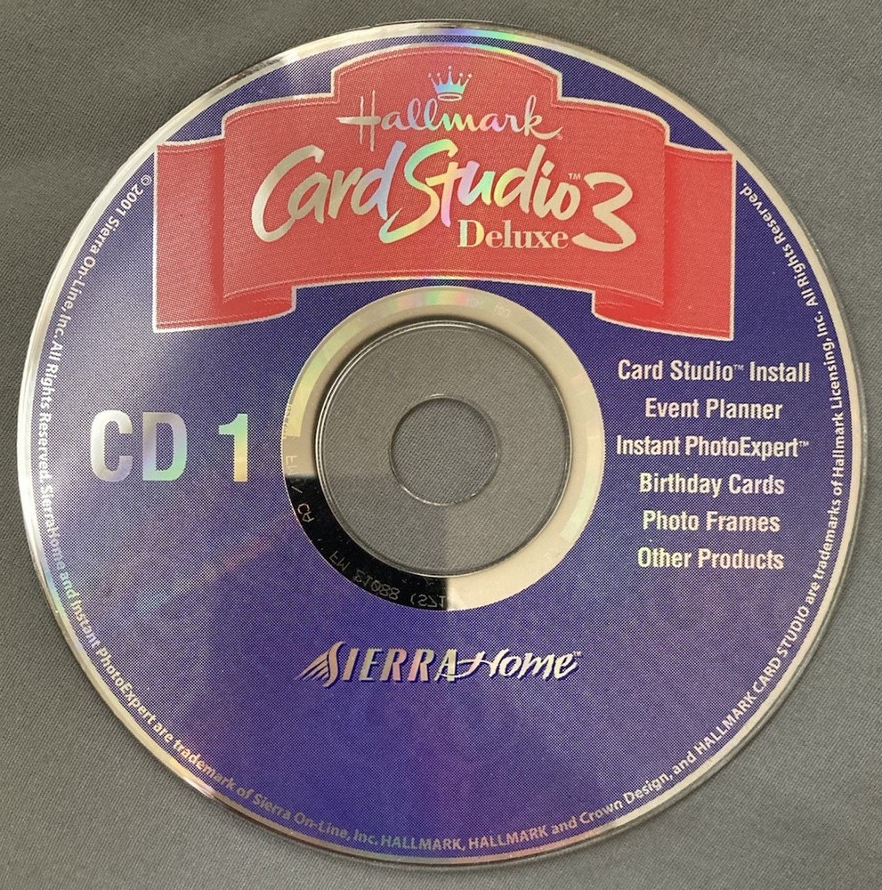 Hallmark Card Studio 3 Deluxe Software CD 1 Install Disc