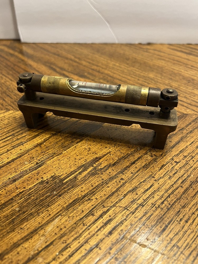 Vtg Antique Solid Brass Precision Machinist Level Transit Piece