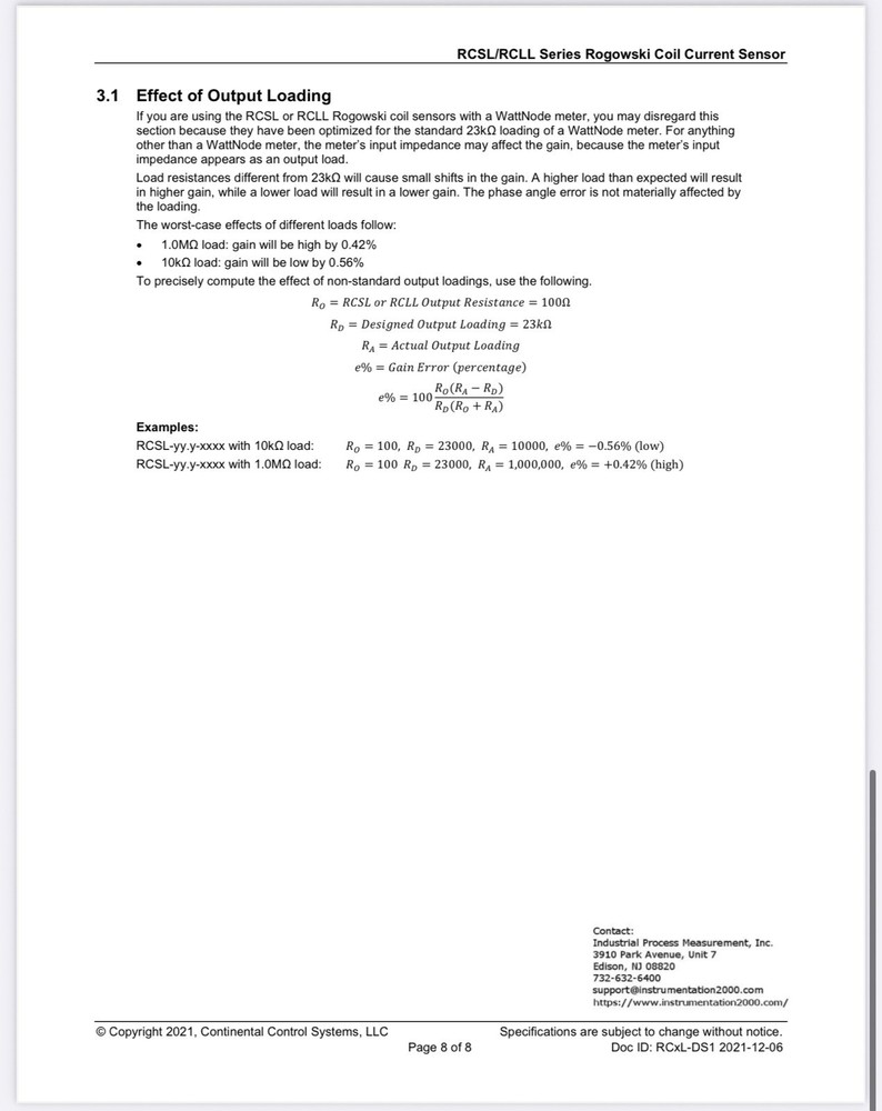 CCS RCLL-4.7-2000 Rogowski Coil Current Transformer