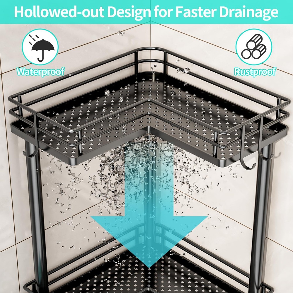 HapiRm Corner Shower Caddy Organizer 4 Tier Rustproof Bathroom Shelf Soap Holder