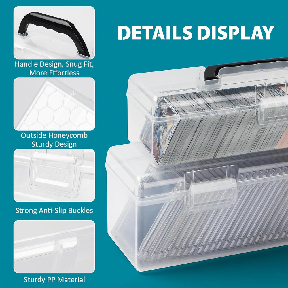 Trading Card Storage Box 2 Pack Large & Small Holder Cases for Toploader & Stand